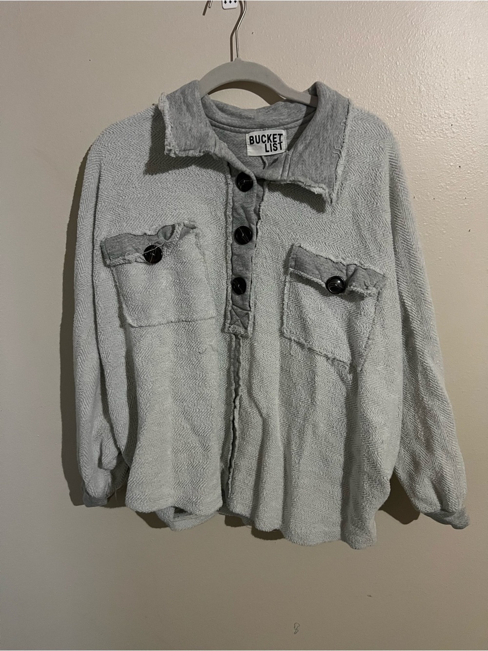 BUCKETLIST Heather Gray Button-Up Overshirt